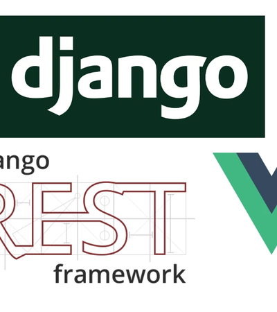 The logos of Django, DRF and Vue.