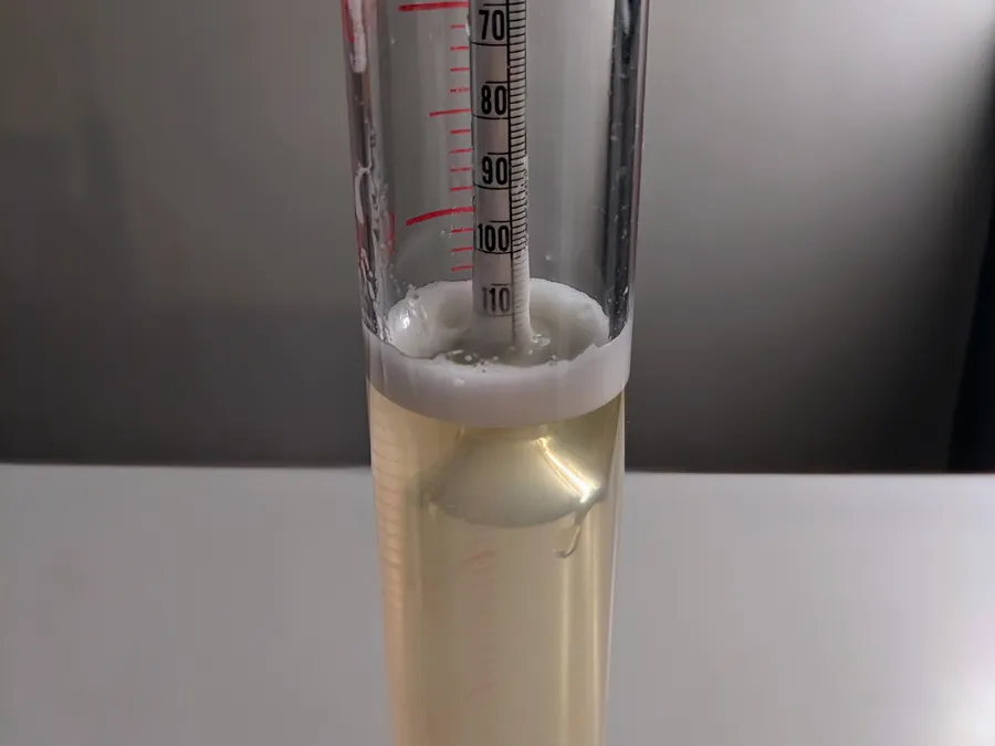 Gravity reading of a hydrometer..