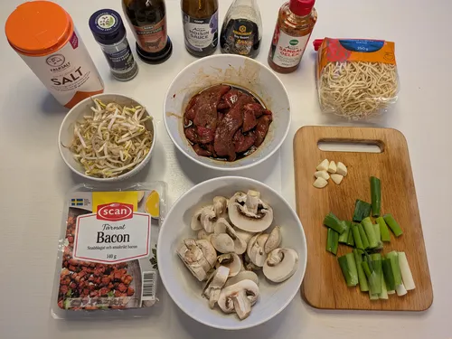 Ramen with sirloin steak ingredients