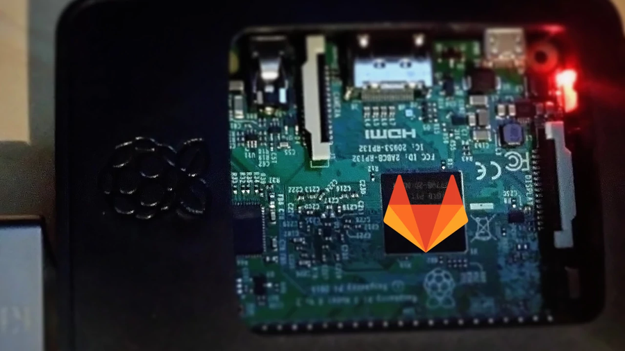 RaspberryPi with Gitlab logo