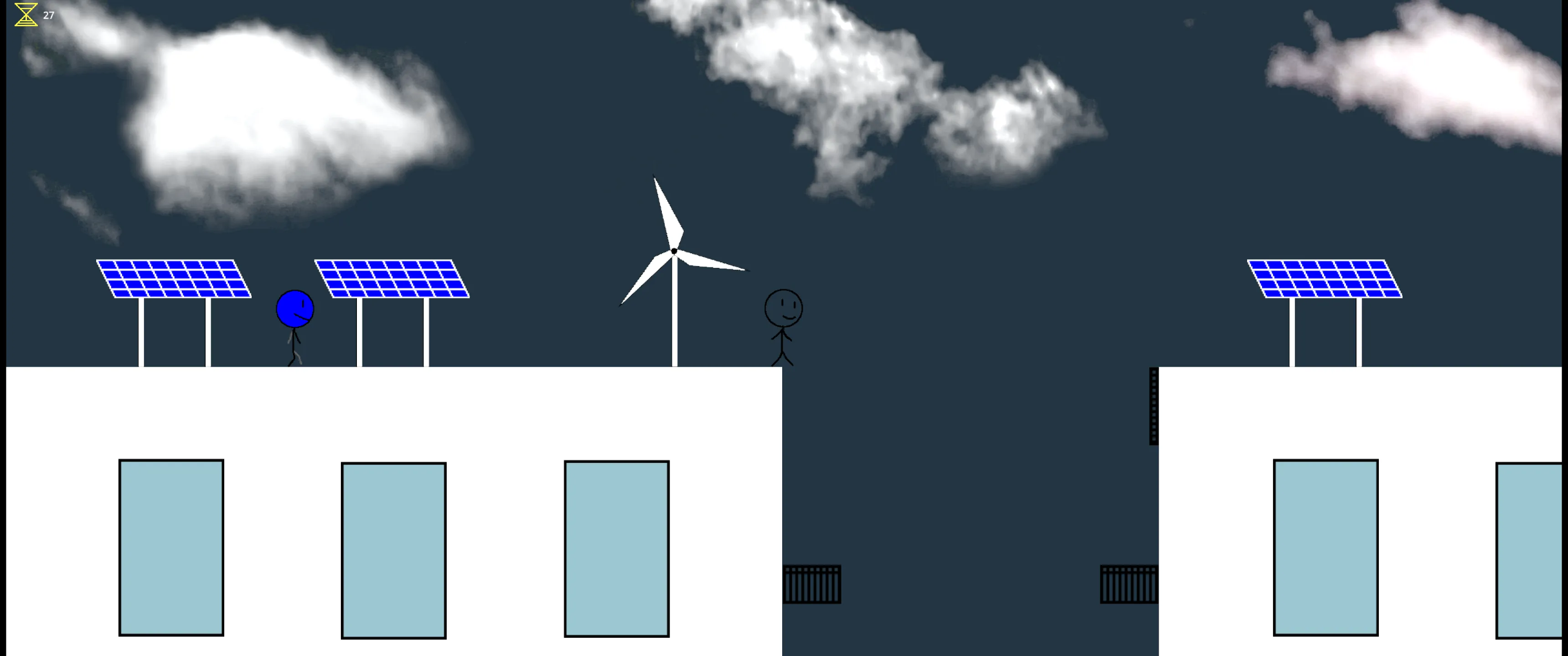 Screenshot of city roof level from the game Connected.
