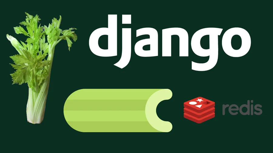 django, celerybeat and redis logo and a celery