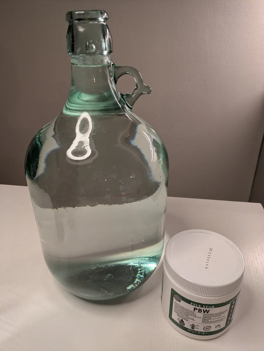 PBW sterilizer and demijohn