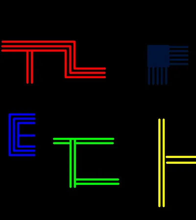Text "TECH" in RGB whit black background.