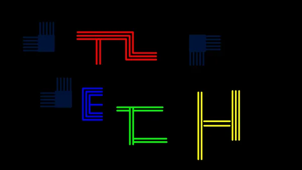 Text "TECH" in RGB whit black background.