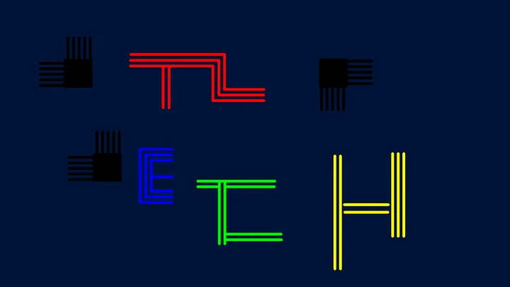 Text tech in rgb with dark blue background