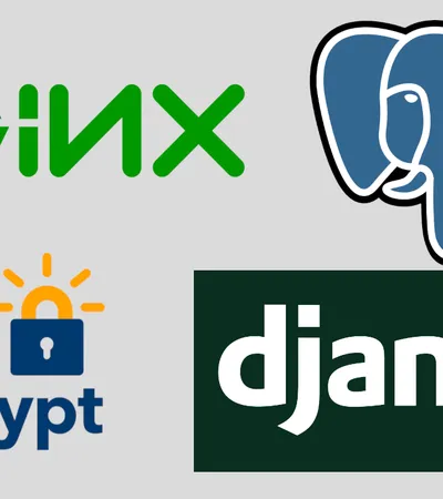 Nginx, postgresql, django and Let's Encrypt logos.